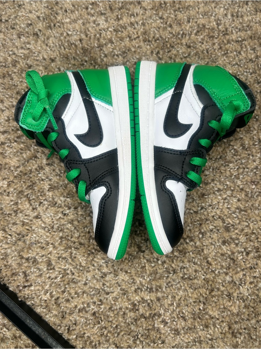 Nike Kids Green Black White High-Top Sneakers - Picture 3 of 6